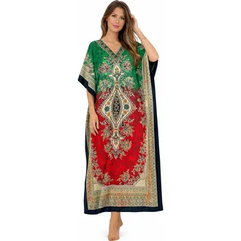 Dámské šaty Šaty, kaftan dlouhý Ornament zeleno-červený č.22