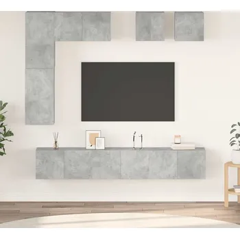 Obývací stěna vidaXL 8dílný set TV skříněk dřevotříska [3078704] Barva: Betonová šedá