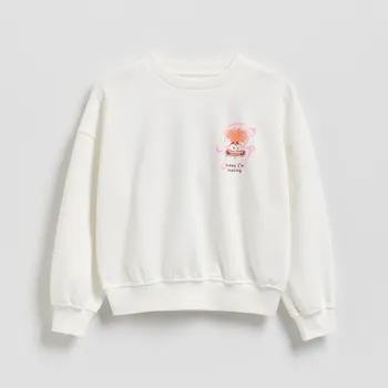 Dětská móda Reserved - GIRLS` JOGGING TOP - krémová - 939HV-01X - 939HV-01X-U15