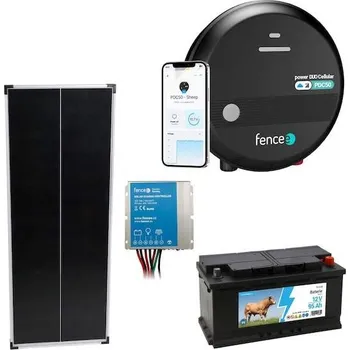 Ohradník Sada solární elektrický LTE ohradník s výkonem 5 J, solární panel 100 W, regulátor a 12V baterie 95 Ah