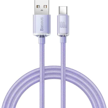Datový kabel Baseus CAJY000405 Crystal Shine Series Datový Kabel USB - USB-C 100W 1,2m Purple