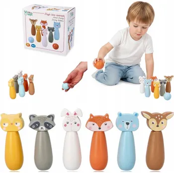 Dřevěná hračka Dřevěné kuželky lesní zvířátka 3+ Adam Toys