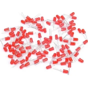 Polovodič LED 5mm červená difuzní, balení 100ks