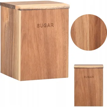Dóza na potraviny Nádoba na cukr z akáciového dřeva s víkem, cukřenka s nápisem