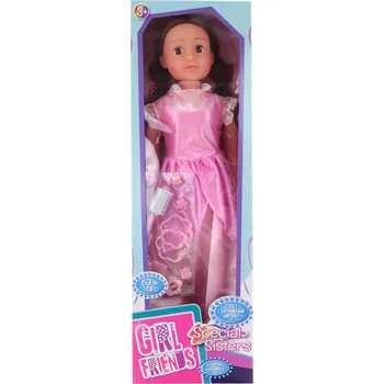 Panenka _Ostatní 1_ Panenka velká chodící 80cm chodička růžové šaty set s kadeřnickými doplňky 157185