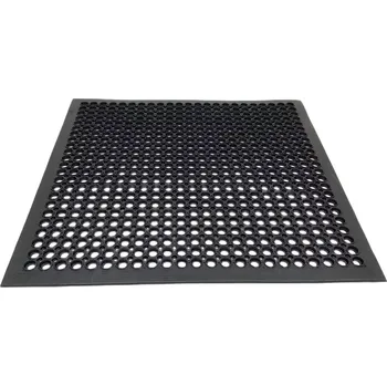 Rohožka Černá gumová (75% NBR) protiúnavová protiskluzová olejivzdorná rohož FLOMA WorkMate - délka 90 cm, šířka 90 cm, výška 1,4 cm