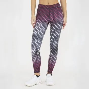 ELPLAYER Dámské tréninkové legíny pružné Netmesh BÍLÁ|ČERVENÁ