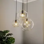Euluna Závěsné světlo Sphere, tříramenné - Stínidlo na lampu - Ø 40 cm, výška 2,5 cm; výška stínidel - 33,5 cm, 24,5 cm, 19 cm průhledný, černý 3 x 40 W - Doprava zdarma