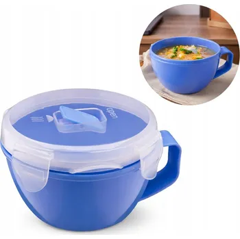 Jumbo hrnek do mikrovlnky 920 ml s těsným víkem na klipsy, modrý