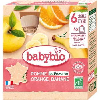 BABYBIO Jablko pomeranč banán 4× 90 g