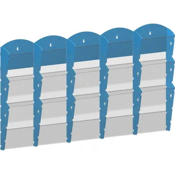 Kancelářské potřeby B2B Partner Nástěnný plastový zásobník na prospekty - 5 x 3 A4, modrý