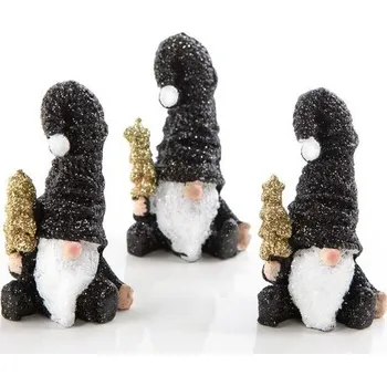 Zahradní dekorace Logbuch-Verlag 3 malé vánoční figurky Santy 8 cm černobílé zlato jako mini dárek trpaslík trpaslík