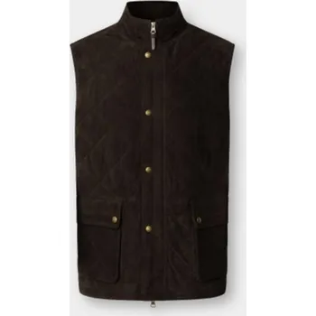 Pánská vesta VESTA HACKETT LONDON SUEDE DIAMOND GILET DARK BROWN