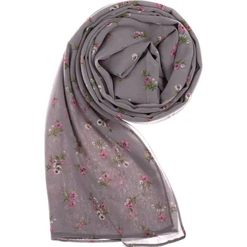 Šátek Dámský šátek 85 x 175 cm květinky -tmavě šedý