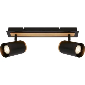 BRILONER Duta stropní bodové svítidlo - GU10 patice, max. 10W, nastavitelné, dřevo/černá, 2-ramenné - BRILONER BRI 2359025