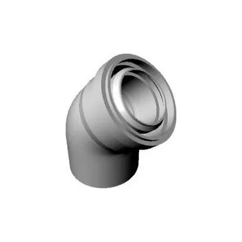 Kouřovod RICOM koleno DN80/125-45° s hrdlem vc.tes., Al