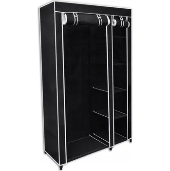 Šatní skříň Skládací černá skříň 110 x 45 x 175 cm z textilie a ocelových trubek