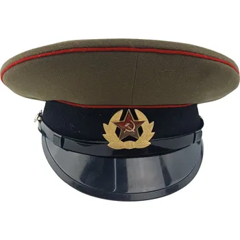 Klobouk ARMÁDNÍ ORIGINÁL RUSKO Brigadýrka oliv Rusko černý lem plastový podbradník Velikost: 56