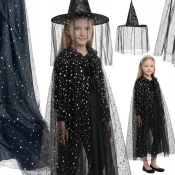 Karnevalový kostým Kostým SADA Pláštěnka a Klobouk ČARODĚJNICE 80cm Čarodějnice Halloween