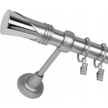 GARNÝŽ JEDNOŘADÁ 240 CM 19 MM CHROM MATNÝ DUNCAN TICHÉ KROUŽKY SE ŽABKAMI