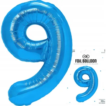 Balónek Fóliový balónek ČÍSLICE 9 DEVĚT Velký balónek modrý na hélium 100 cm