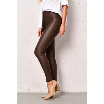 Dámské legíny ItModa Koženkové legíny hnědé Velikost: L/XL