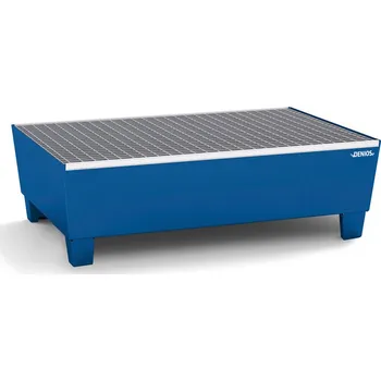 Záchytná vana z oceli, pro 2 sudy, 1236 x 815 x 355 mm, mřížový rošt