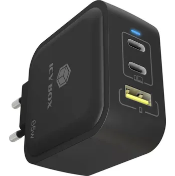 Mobilní telefon ICY BOX GaN Wandladegerät Adaptér USB-C, 65 W, černá