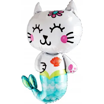 Balónek FÓLIOVÝ BALÓNEK Kočka Mořská panna 86x49 Cm VÍCEBAREVNÝ Párty