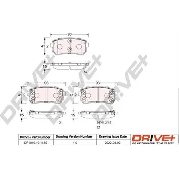 Brzdová destička Sada brzdových destiček, kotoučová brzda Dr!ve+ DP1010.10.1132