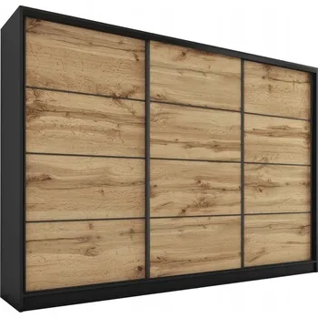 Šatní skříň Šatní skříň HARAZIA 250 bez zrcadla, černý mat/dub