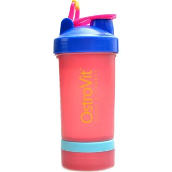 Shaker Ostrovit Shaker premium Miami vibes 450 ml + 2 pillboxy - modro růžový