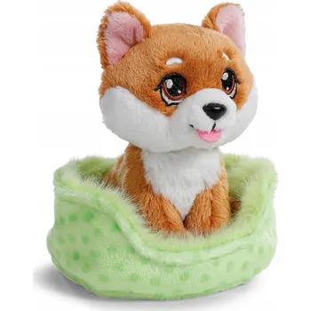 plyšák NICI PLYŠOVÝ MAZLÍČEK PŘÍTULNÍČEK PES SHIBA INU V ZELENÉM KOŠÍČKU 12 CM