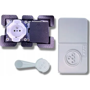 vypínač Skrytá zásuvka a jednoduchý vypínač do kuchyně, montáž nad pracovní desku, pro světlé obklady