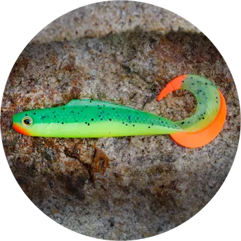 Umělá nástraha RedBass Gumová Nástraha Twister Kixter Fluo/Green RHRT UV - S 70 mm 2,2 g