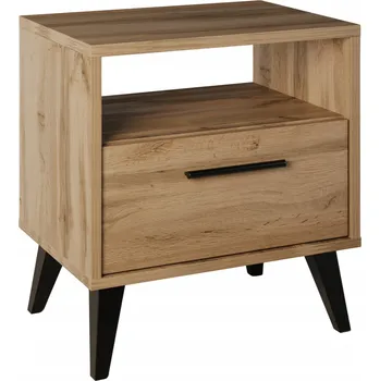 Noční stolek Noční stolek Malecki Meble dub wotan se zásuvkou a poličkou 42x30x45 cm