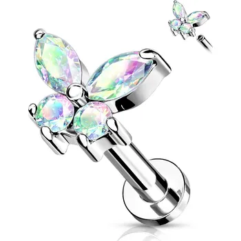 Piercing Šperky4U Labreta / helix / tragus piercing - motýlek - LB0023AB-1208