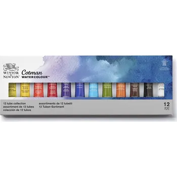 Vodová barva Winsor & Newton Akvarelové barvy v tubě Cotman, sada 12 ks