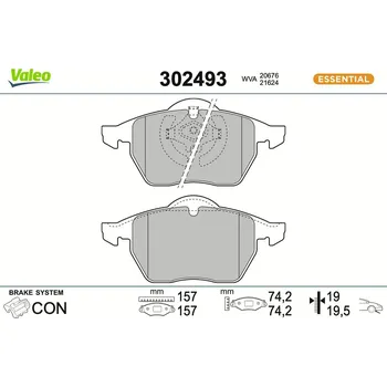 Brzdová destička Sada brzdových destiček, kotoučová brzda VALEO 302493
