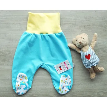 Dupačky AMÁLKA Bavlněné tyrkysové polodupačky, dino Velikost: 74