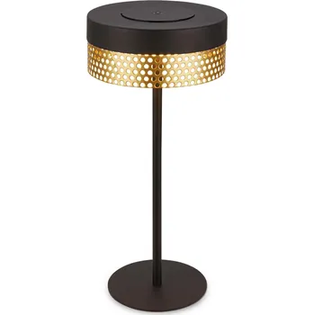 Lampička BRILONER Booha stolní lampa - 2,5W, 300lm, bezdrátová, IP44, LED, stmívatelná, teplá bílá, černá/zlatá - BRILO BRILO 7576015