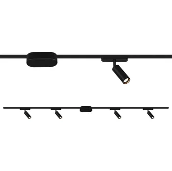 Bodové svítidlo BRILONER Startovací sada lištový systém nízké napětí 200 cm, 2x 48V lišta, 4 LED spoty, s trafem, černá - BRILO BRILO 8025045