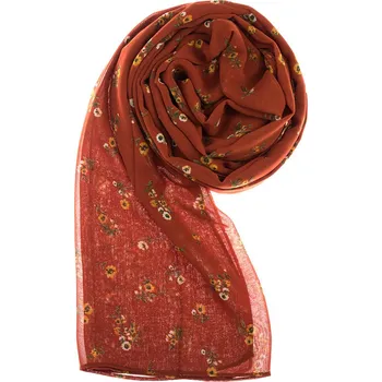 Šátek Dámský šátek 85 x 175 cm květinky -tmavý okr