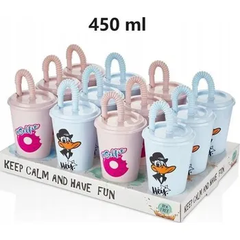 Barevný hrnek se slámkou 450 ml