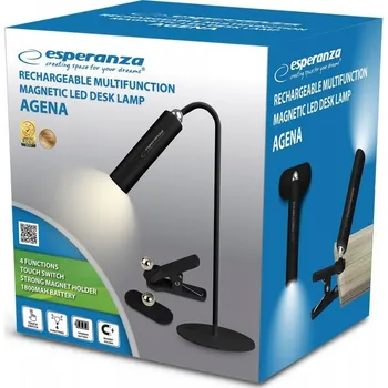 Lampička ESPERANZA STOLNÍ LED LAMPA 3V1 AGENA ČERNÁ