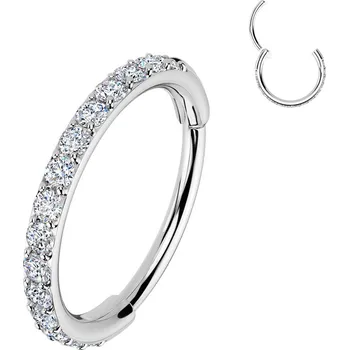 Piercing Šperky4U Ocelový piercing - segment kruh se zirkony - SG120-06