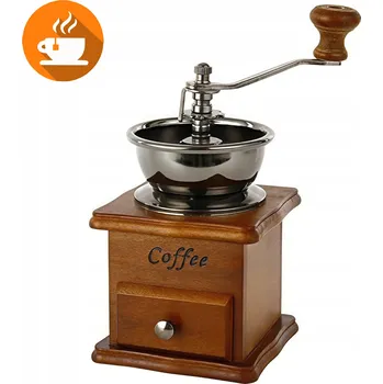 Mlýnek na kávu RUČNÍ MLÝNEK NA KÁVU ANTICKÝ HNĚDÝ NA MLETOU KÁVU SE ZÁSUVKOU