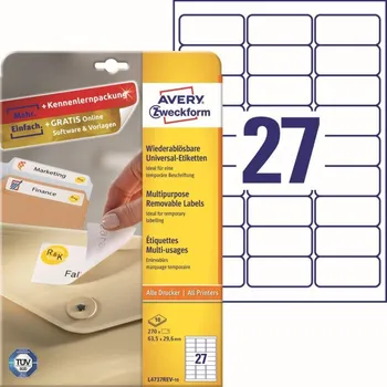 Papír Samolepící etikety 63,5 x 29,6 mm, 10 listů A4 L4737REV-10