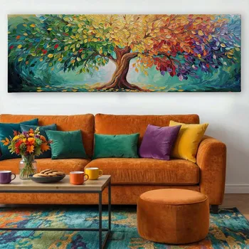 Obraz Obraz na plátně - Strom života Duhová esence FeelHappy.cz Velikost obrazu (šířka x výška): 210 x 70 cm