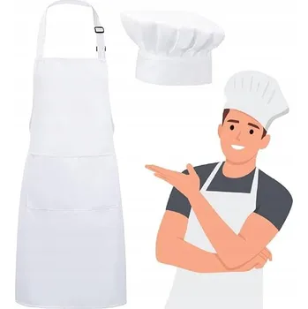 Kuchyňská zástěra SADA 2 KUSŮ ZÁSTĚRA Šéfkuchař Sada Čepice Zástěra KUCHAŘSKÁ GASTRONOMIE